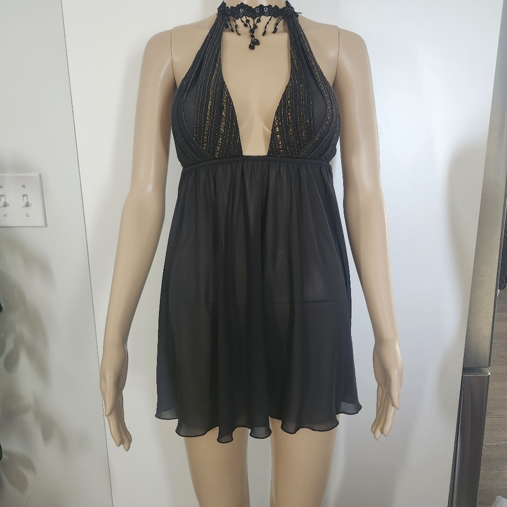 VICTORIA'S SECRET Very Sexy Black Sheer Lingerie Sleepwear‎ Size Small